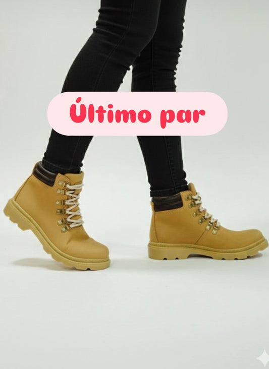 1Último Botin bajo cuero caramelo