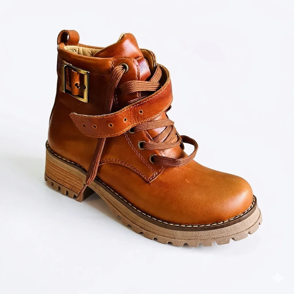 Botin de cuero terracota