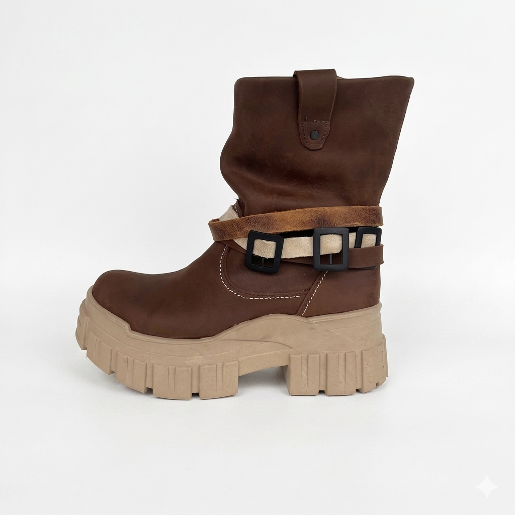 Bota Corta Cuero Liso Moro Tanke