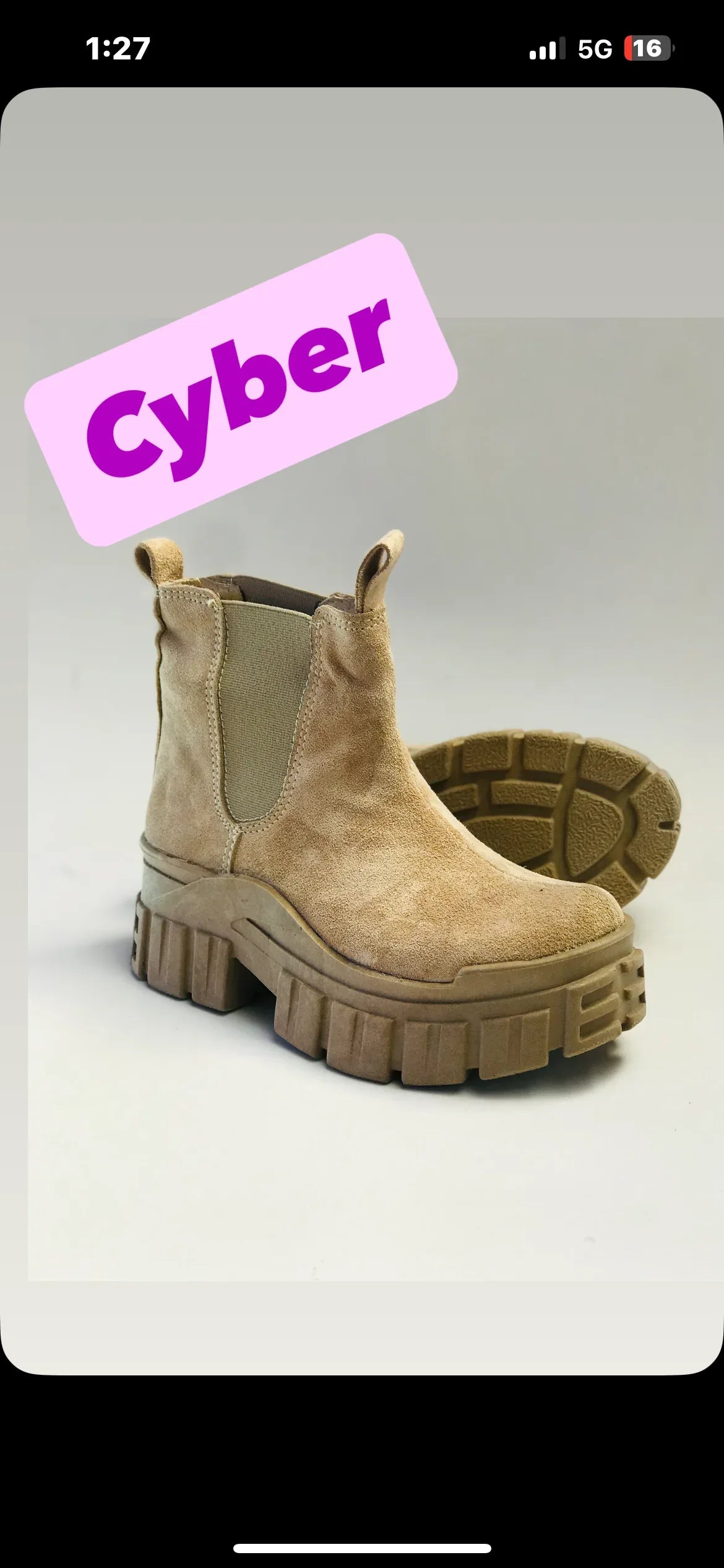 Botin de cuero reno  chelsea beige