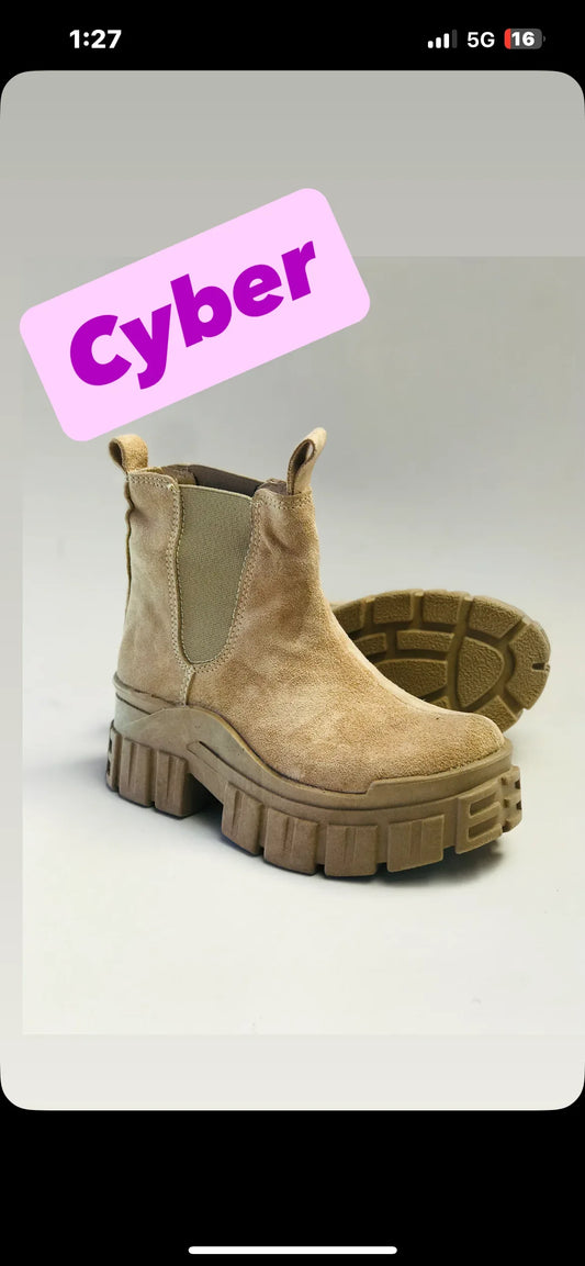 Botin de cuero reno  chelsea beige