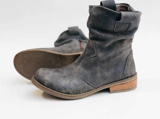 Bota de cuero corta griss crazy - estilo casual mujer