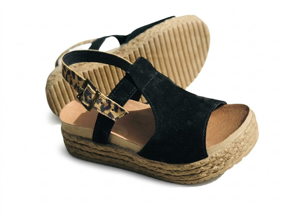 sandalia de cuero bmp reno negro a/print