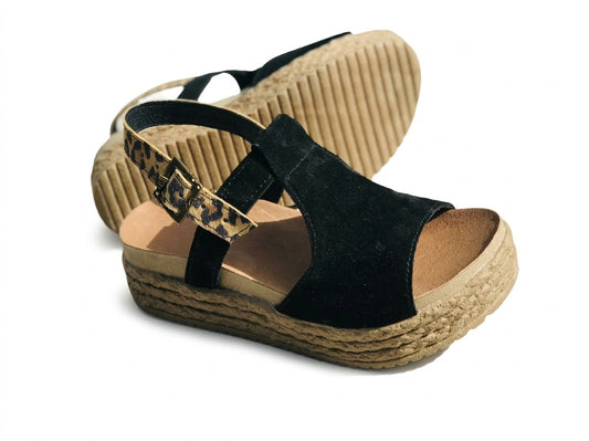 sandalia de cuero bmp reno negro a/print