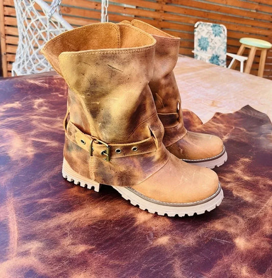 bota de cuero wallett camel