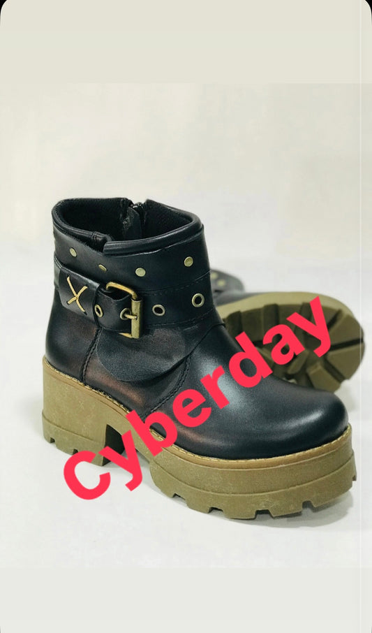 Botin x cuero liso black
