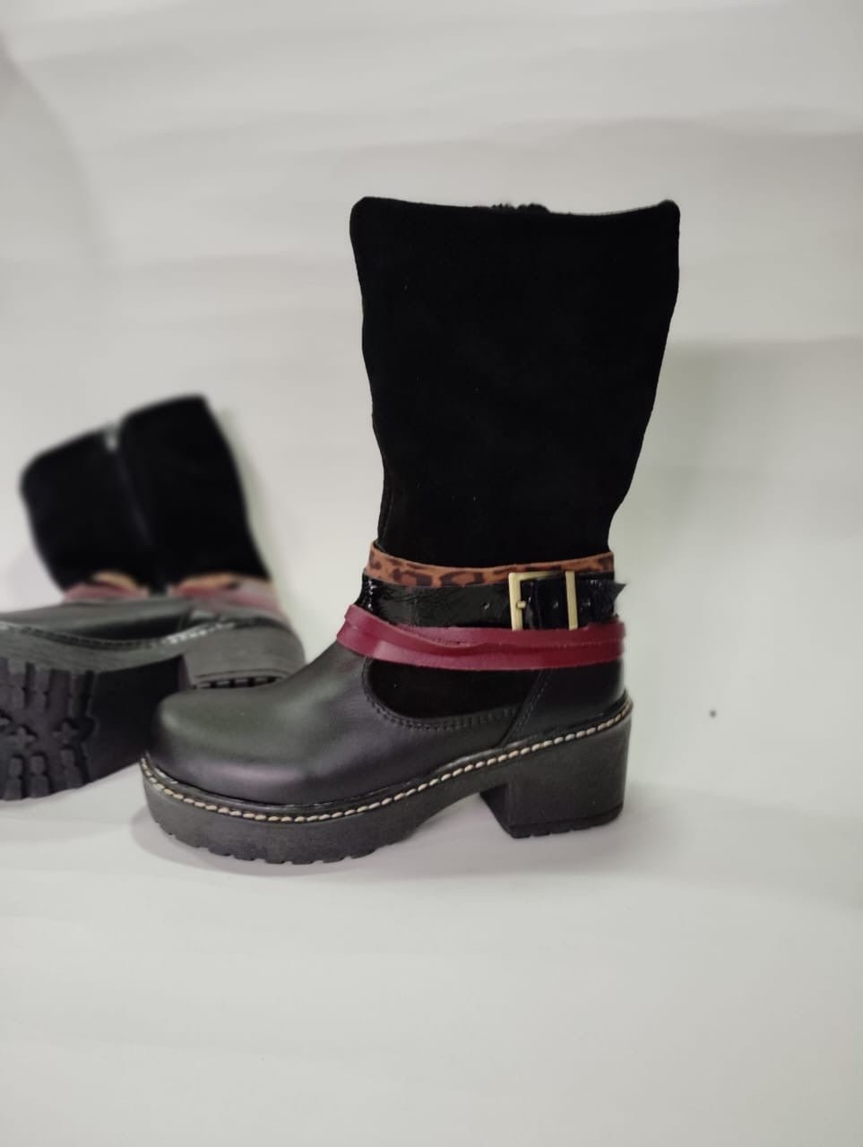 Bota 2 cueros black - juanfranko zapatos