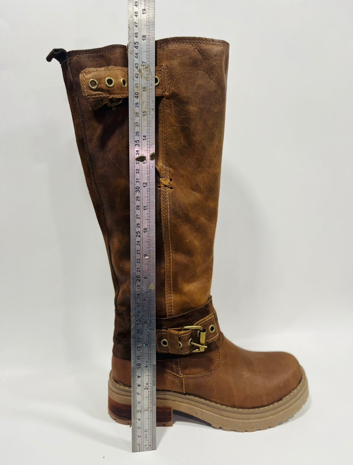 bota de cuero de mujer larga cuero crazy cafe ajustable - juanfranko zapatos