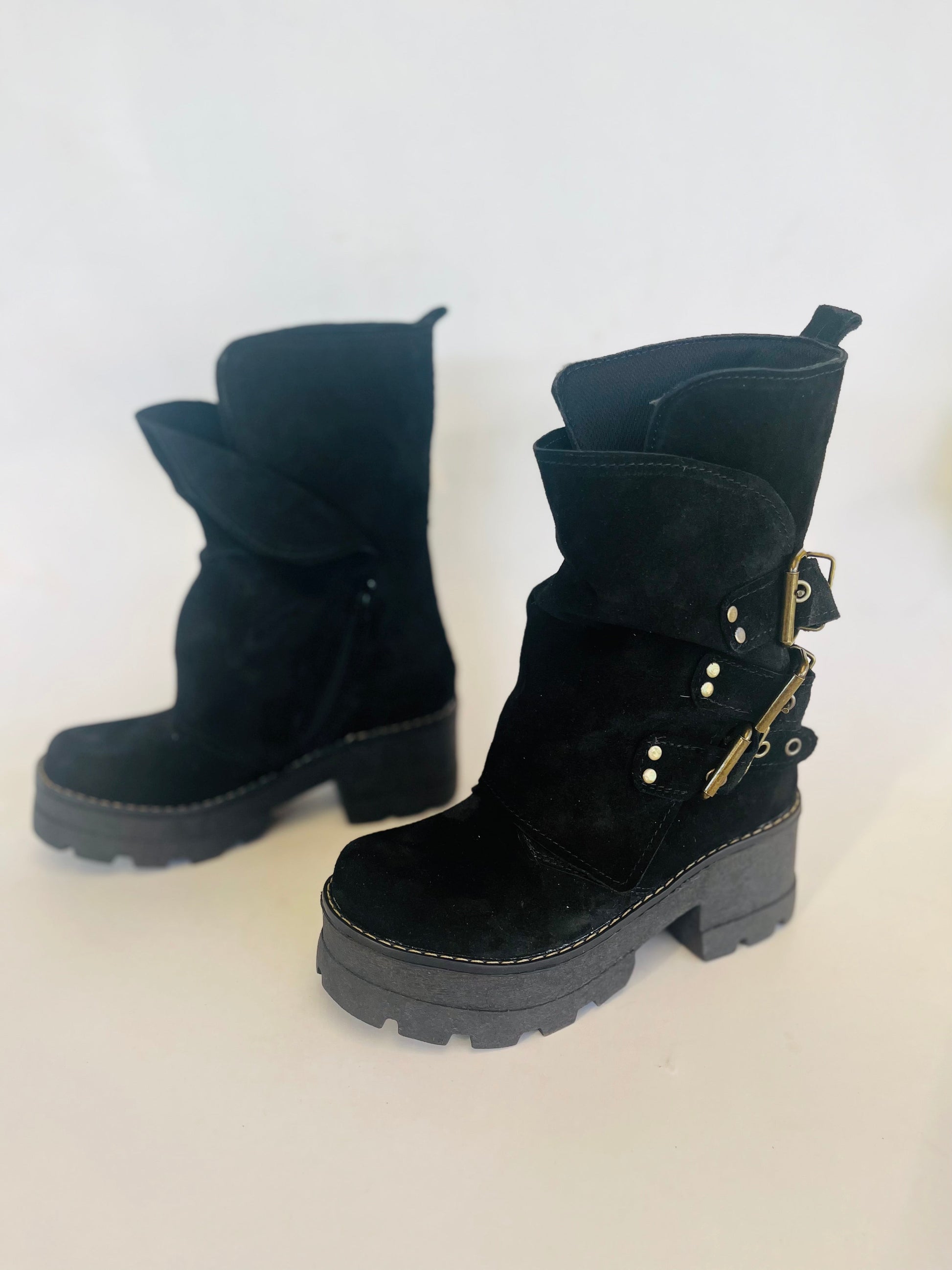 bota de cuero mujer Perla black reno - juanfranko zapatos