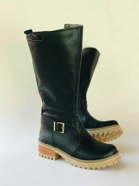 bota de cuero mujer yona black - juanfranko zapatos