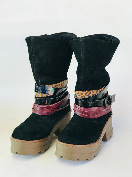 Bota de cuero reno corta reno negro - juanfranko zapatos