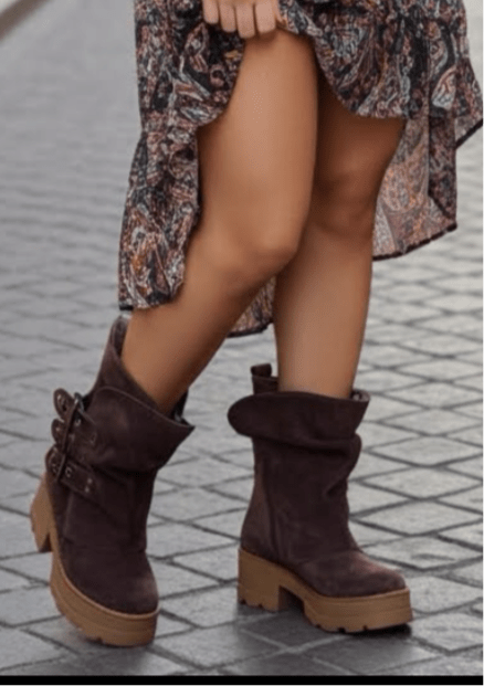 Bota de cuero reno Perla Brown pl 6'5 - juanfranko zapatos