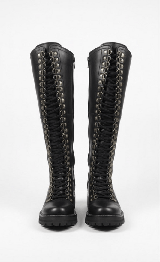 Bota larga cuero premium ganchos - juanfranko zapatos