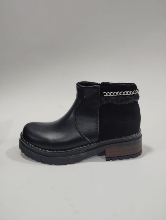 Botin cadena 2 cueros all black - juanfranko zapatos