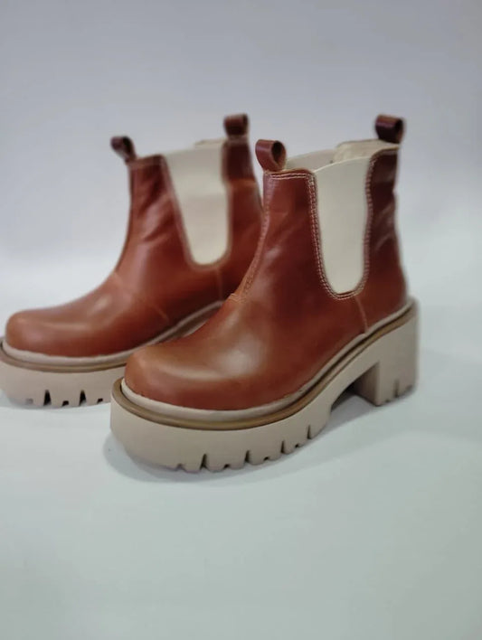Botín de cuero Chelsea oxido - juanfranko zapatos