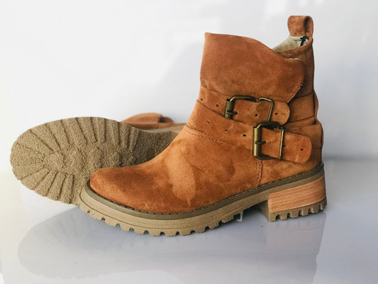 Botin de cuero mujer reno camel - juanfranko zapatos