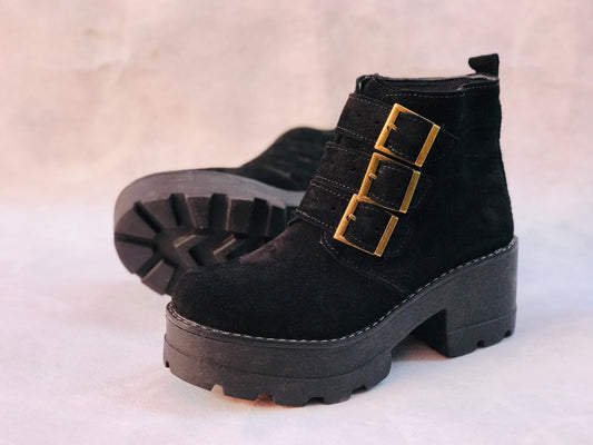 Botin reno negro 3 hebillas - juanfranko zapatos