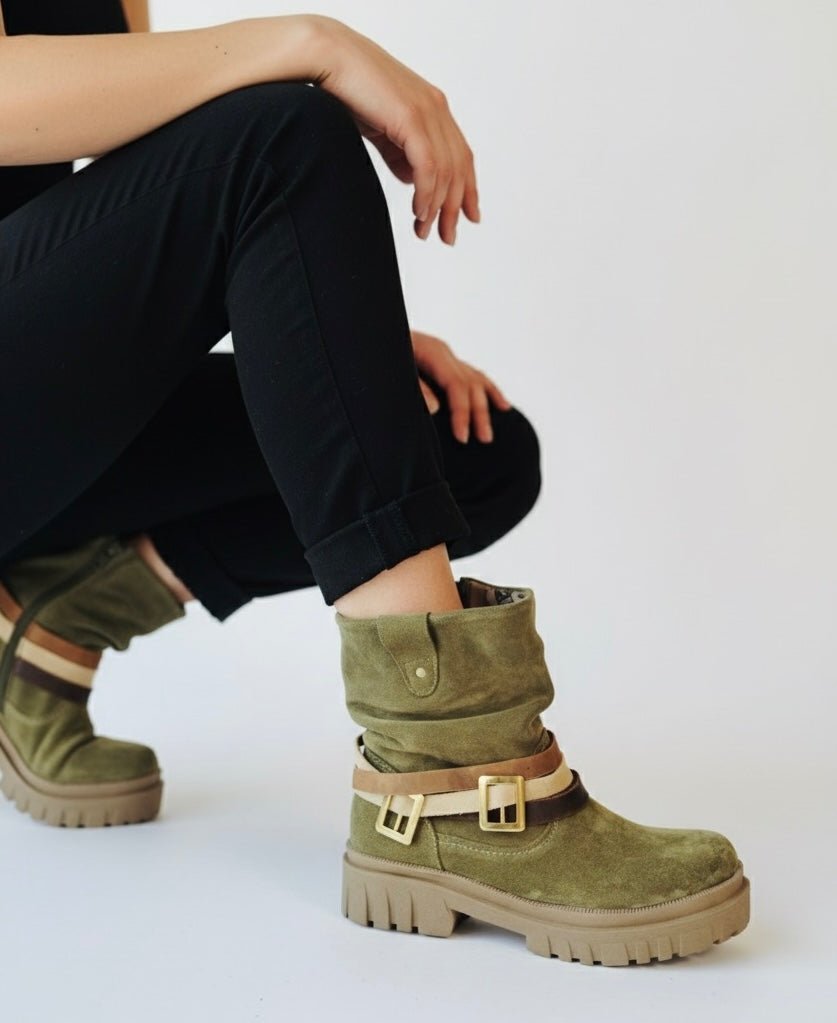 Botin Shakira verde musgo - juanfranko zapatos