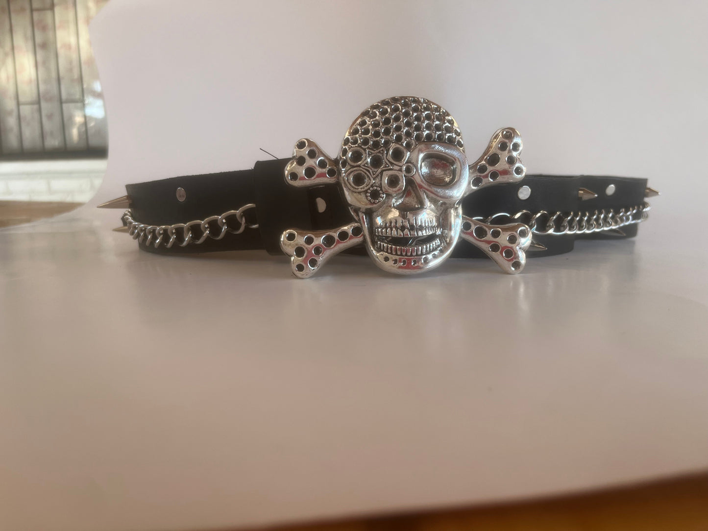 Cinturón de cuero personalizado skull black - juanfranko zapatos