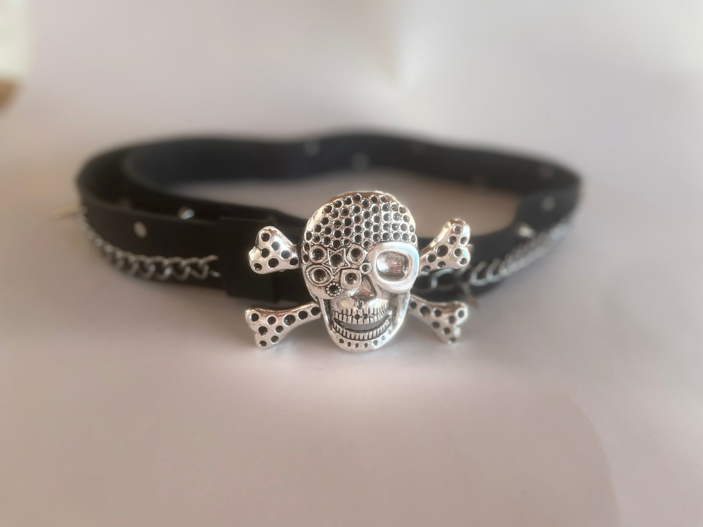 Cinturón de cuero personalizado skull black - juanfranko zapatos