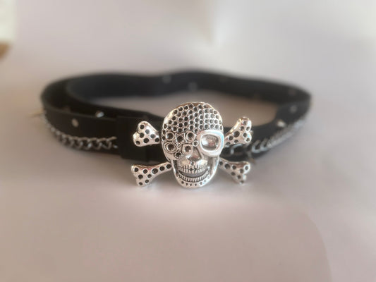 Cinturón de cuero personalizado skull black - juanfranko zapatos
