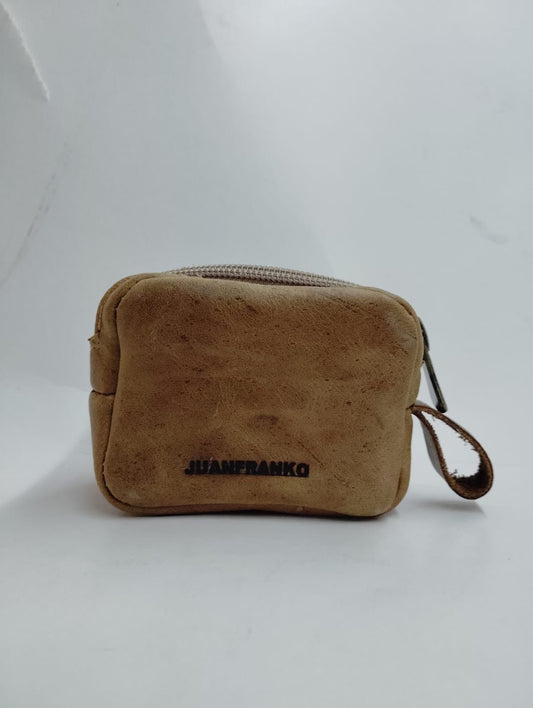 Monedero Cuero Natural Compacto 5x8cm - Resistente Artesanal - juanfranko zapatos