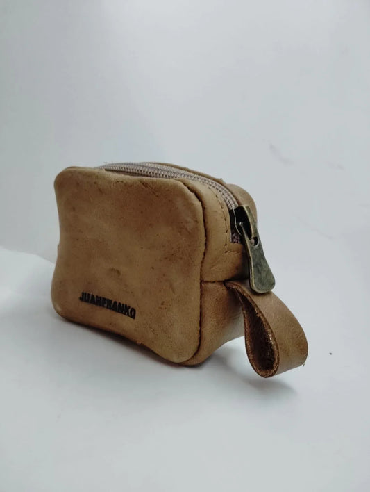 Monedero Cuero Natural Compacto 5x8cm - Resistente Artesanal - juanfranko zapatos