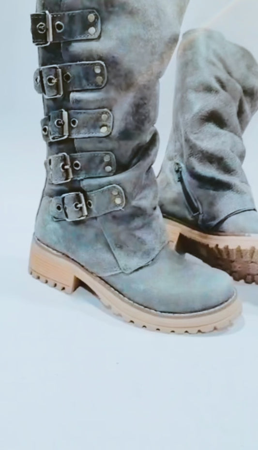 1Bota perla gris edición especial 35 cm 5 hebillas premium