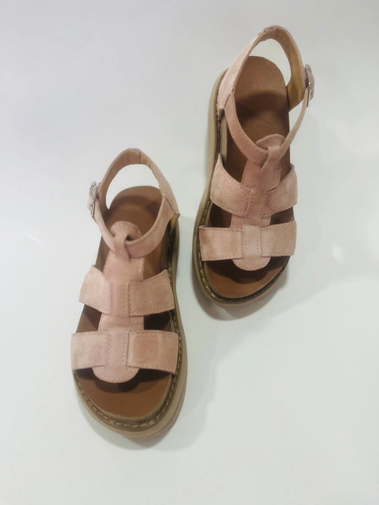 Sandalia de cuero reno natural rosa spider - juanfranko zapatos
