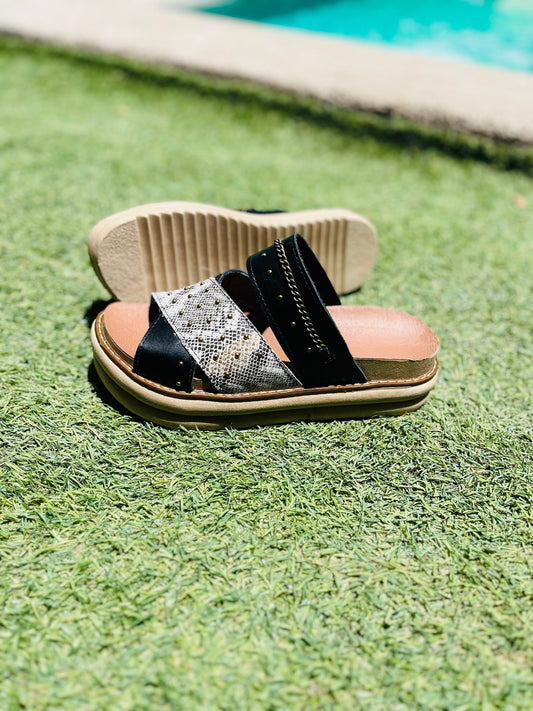 Sandalia de cuero X pitón black - juanfranko zapatos