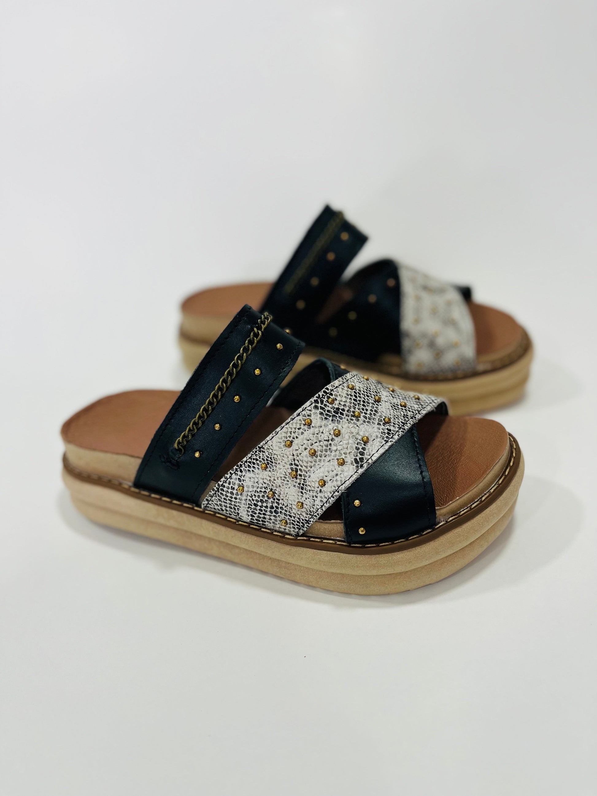 Sandalia de cuero X pitón black - juanfranko zapatos