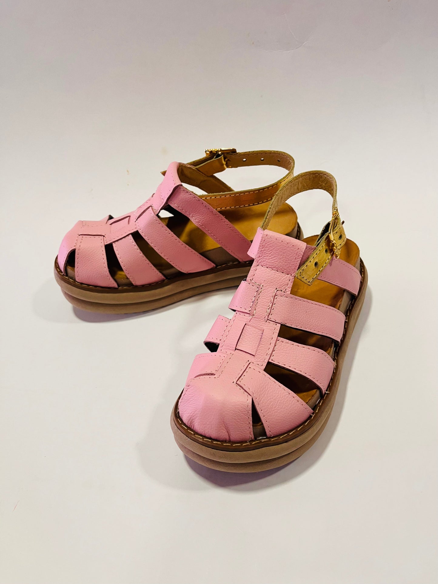 Sandalia golden rosa cuero natural - juanfranko zapatos