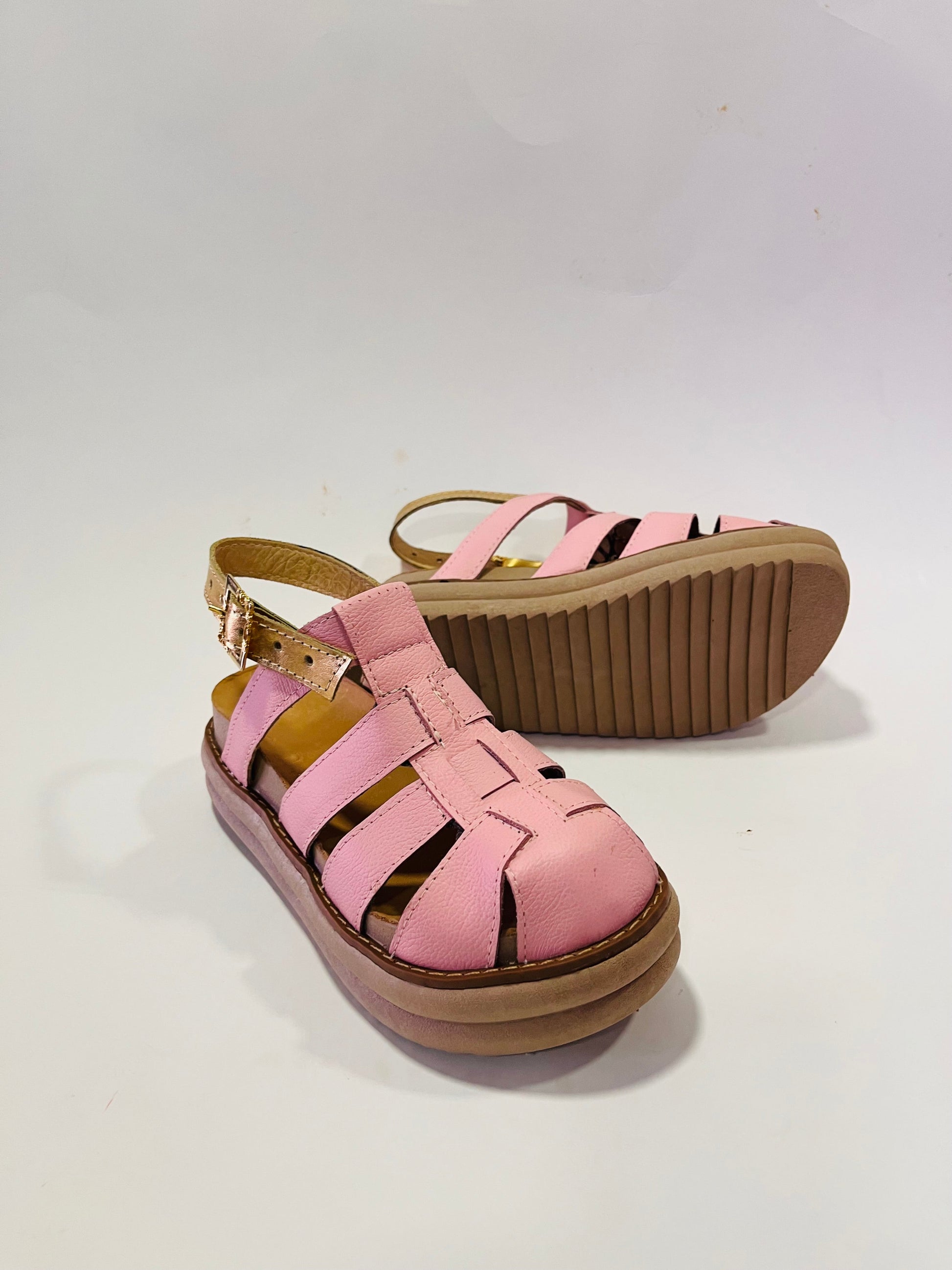 Sandalia golden rosa cuero natural - juanfranko zapatos