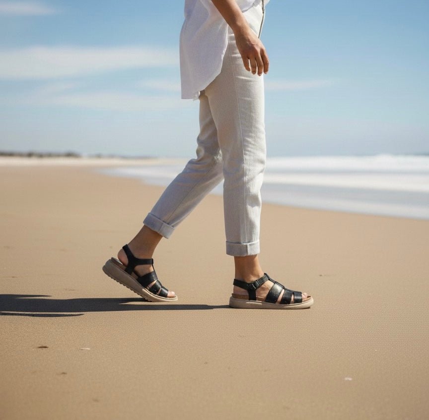 Sandalia spider cuero flowter negro - juanfranko zapatos