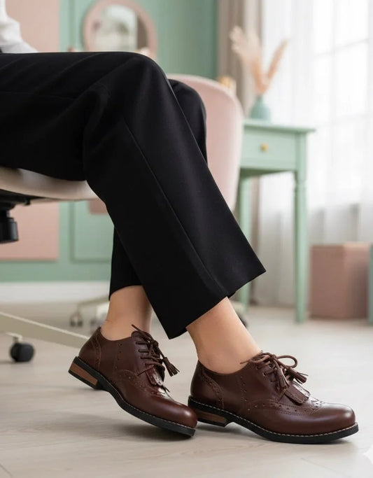 Zapato Oxford Cuero Mujer - Cordones Suela Baja Artesanal - juanfranko zapatos