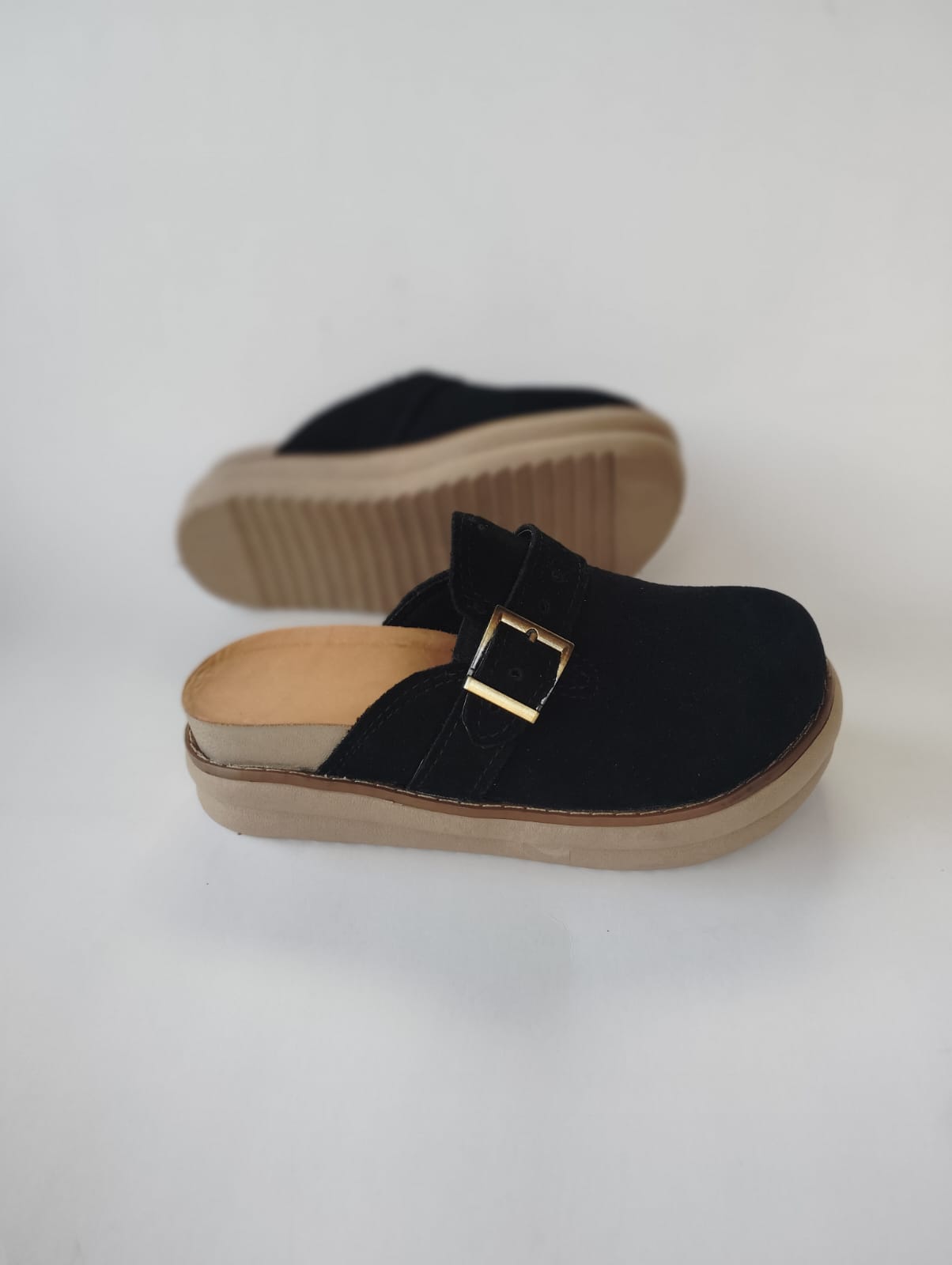 Zueco planta de goma cuero reno natural - juanfranko zapatos