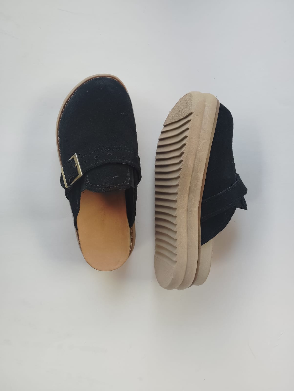 Zueco planta de goma cuero reno natural - juanfranko zapatos